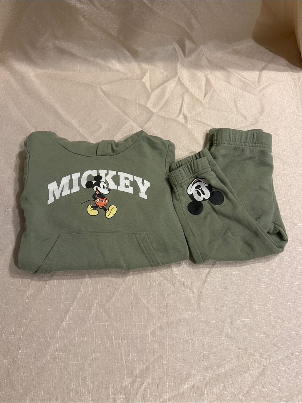 Disney Mickey Olive Green Kids Sweat Set - Hoodie & Joggers